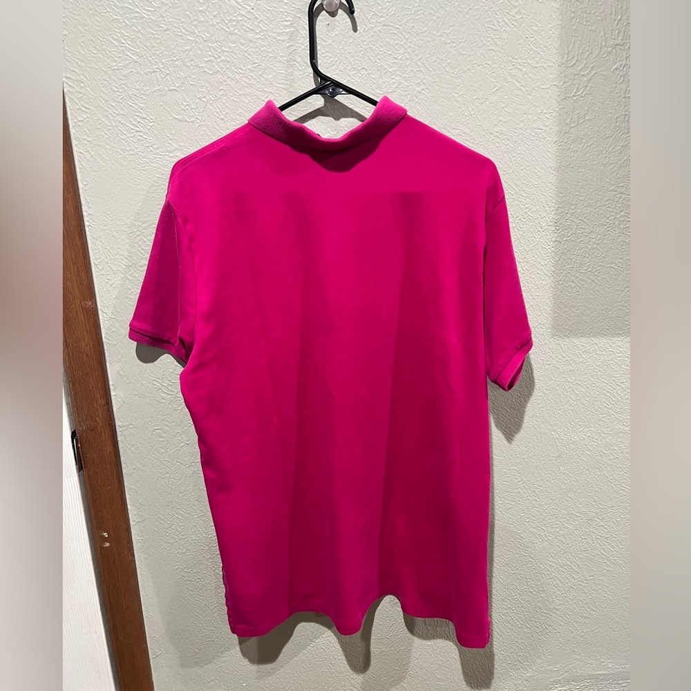 Ralph Lauren Men’s Hot Pink Polo Shirt with Navy Pony Custom Fit Size XL EUC - Picture 3 of 3